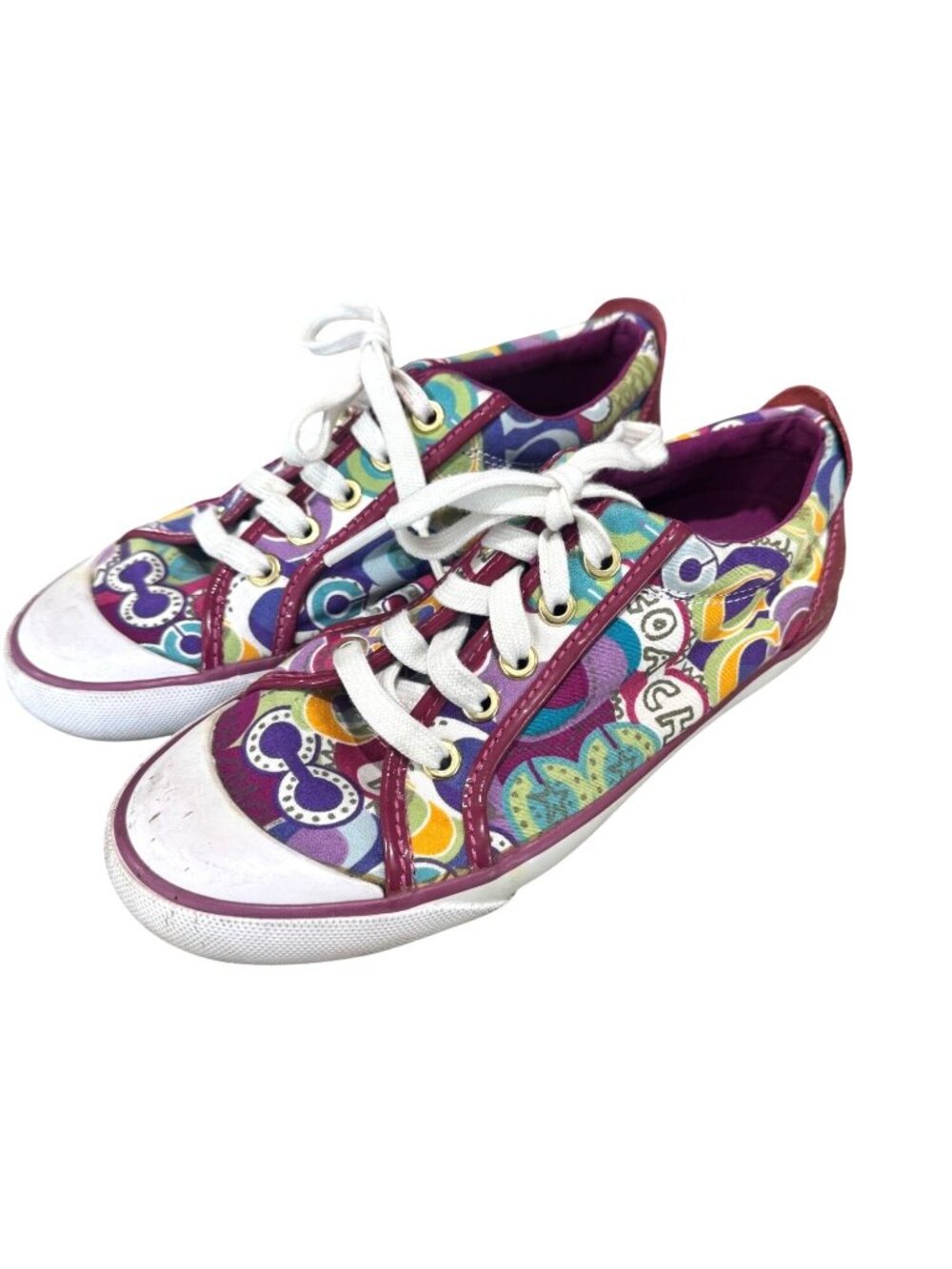 Coach Barrett Pop Graphic Lace Up Sneakers Multicolor 6.5 Punk Preppy Designer